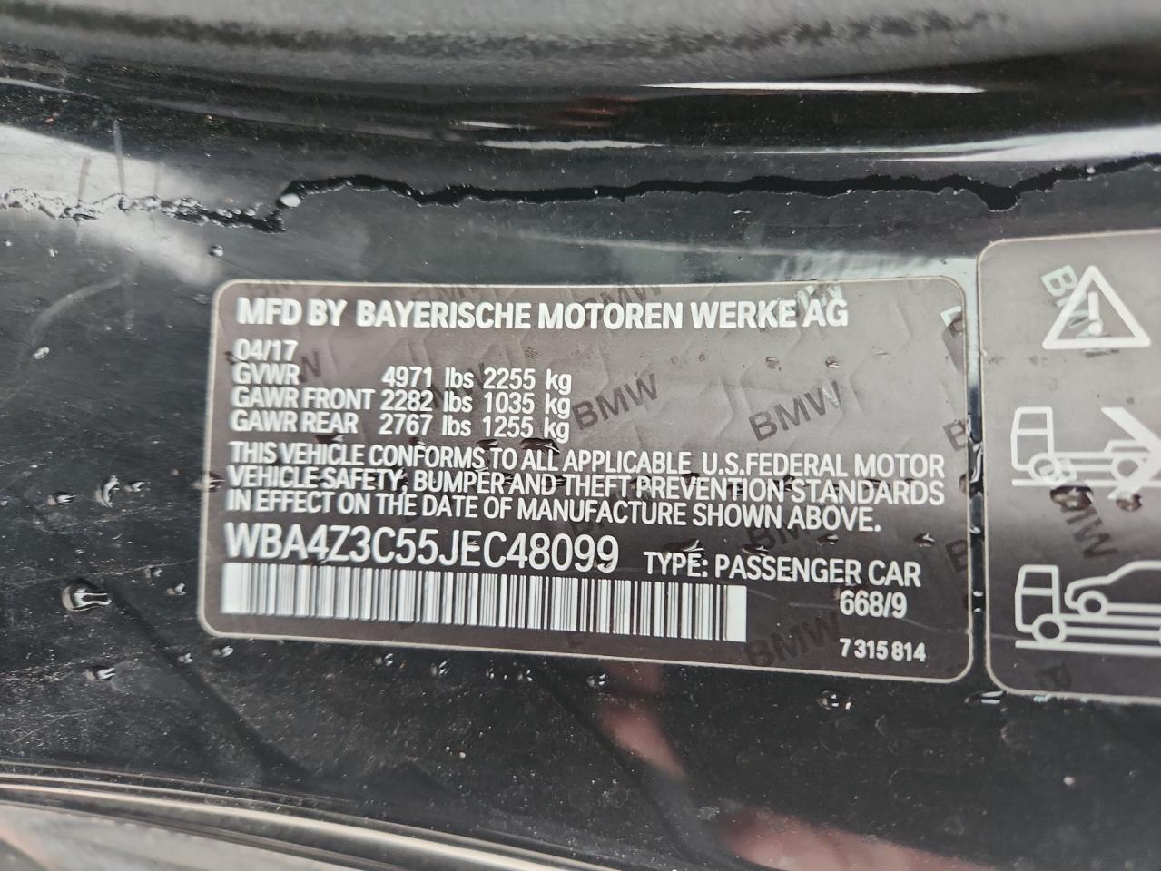 2018 BMW 430Xi VIN: WBA4Z3C55JEC48099 Lot: 83805305