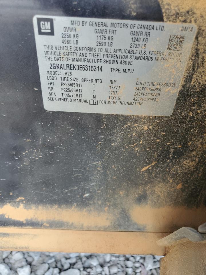 2014 GMC Terrain Sle VIN: 2GKALREK0E6315314 Lot: 84042595