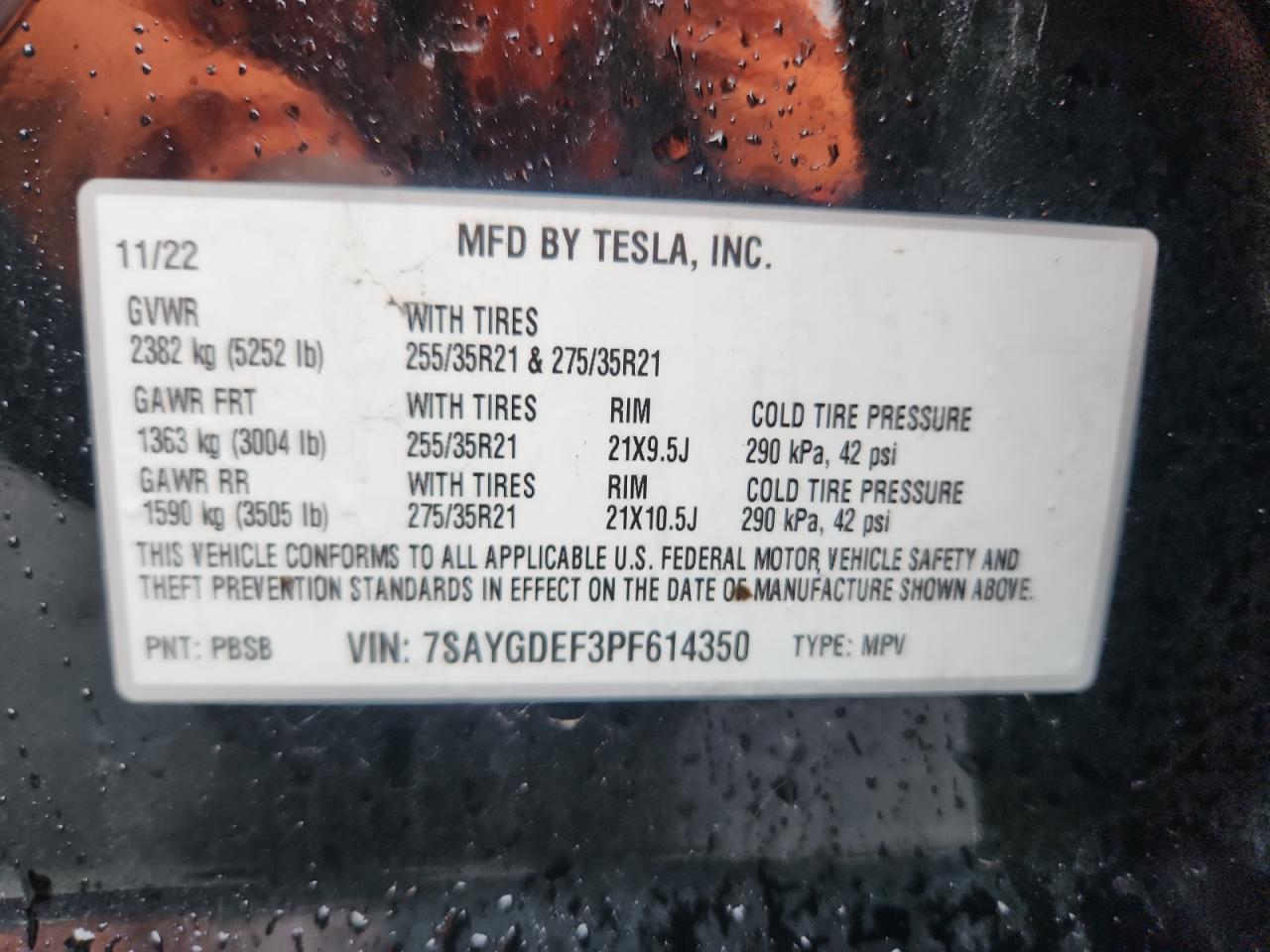 2023 Tesla Model Y VIN: 7SAYGDEF3PF614350 Lot: 71274675