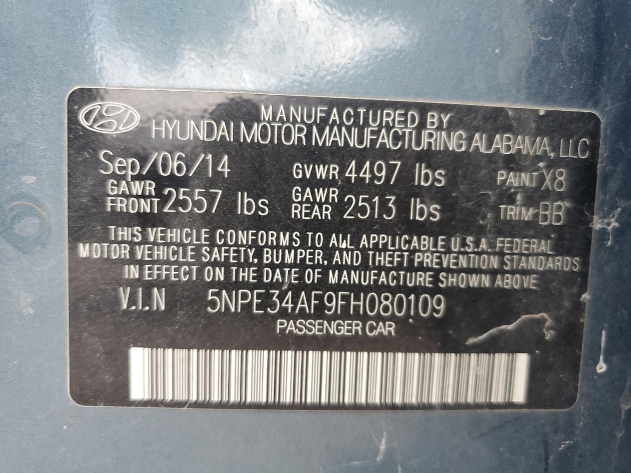 2015 Hyundai Sonata Sport VIN: 5NPE34AF9FH080109 Lot: 82120555