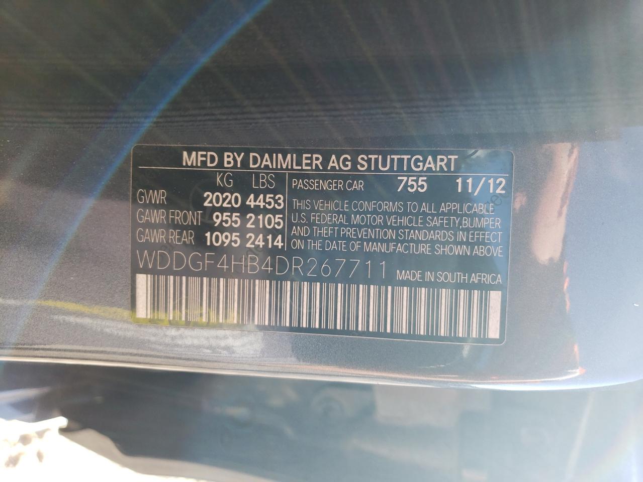 2013 Mercedes-Benz C 250 VIN: WDDGF4HB4DR267711 Lot: 80859375