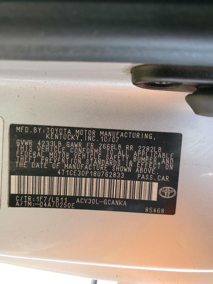 2008 Toyota Camry Solara Se VIN: 4T1CE30P18U762833 Lot: 80413575