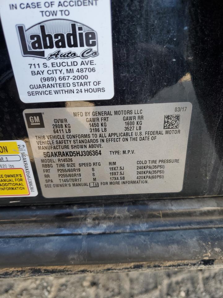 2017 Buick Enclave VIN: 5GAKRAKD5HJ306364 Lot: 71657155