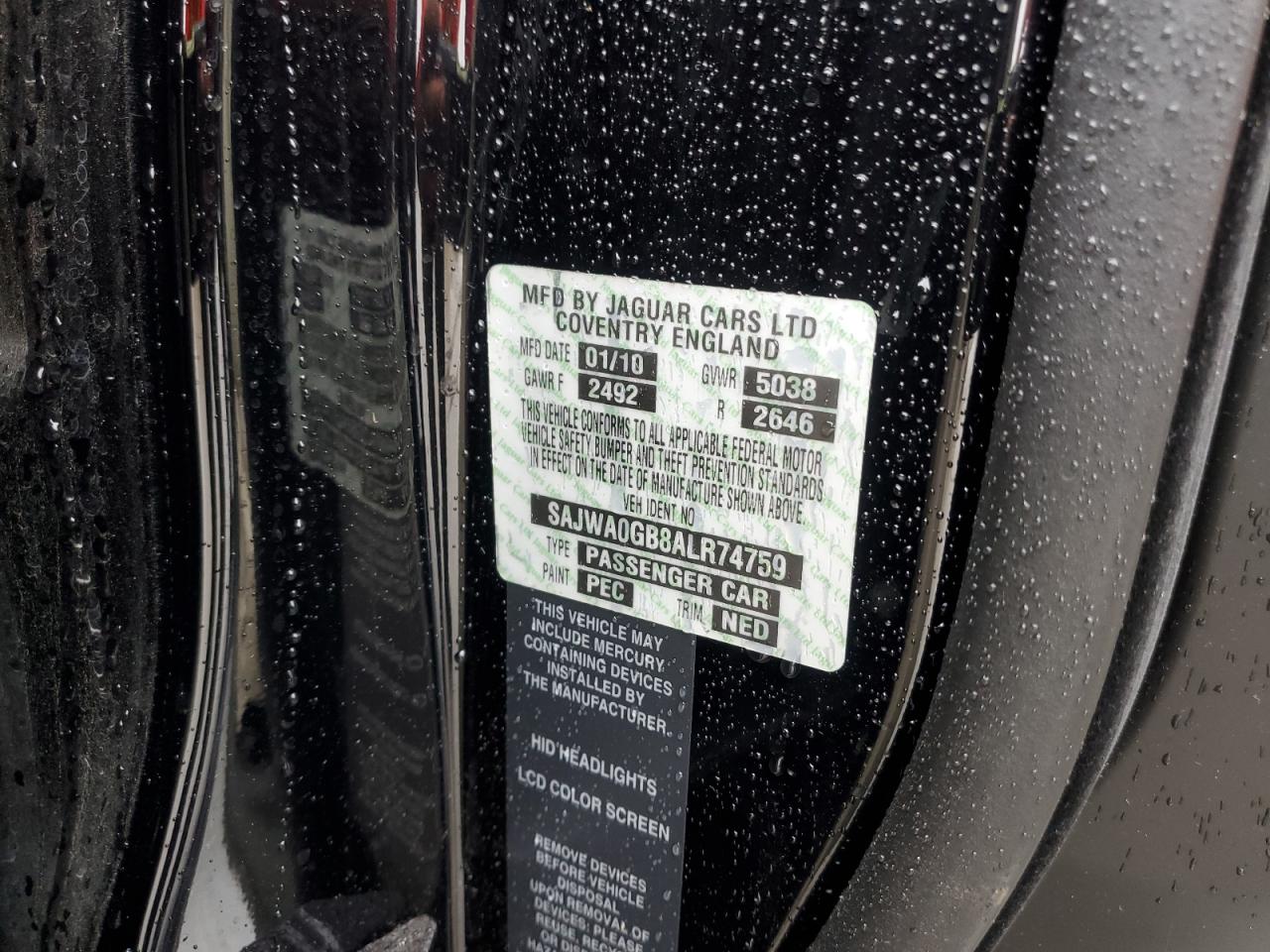 2010 Jaguar Xf Premium VIN: SAJWA0GB8ALR74759 Lot: 81566875