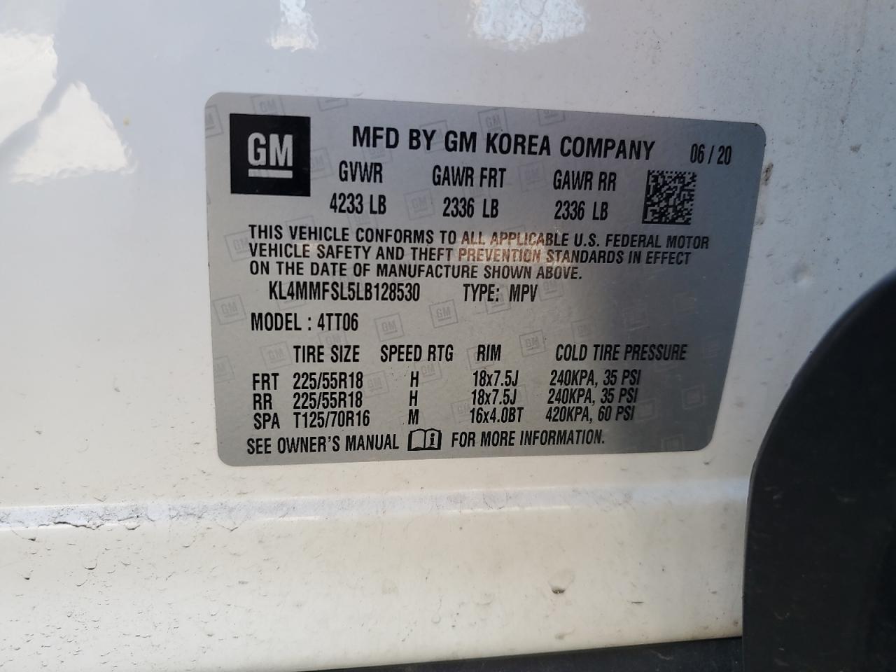 2020 Buick Encore Gx Essence VIN: KL4MMFSL5LB128530 Lot: 81467485