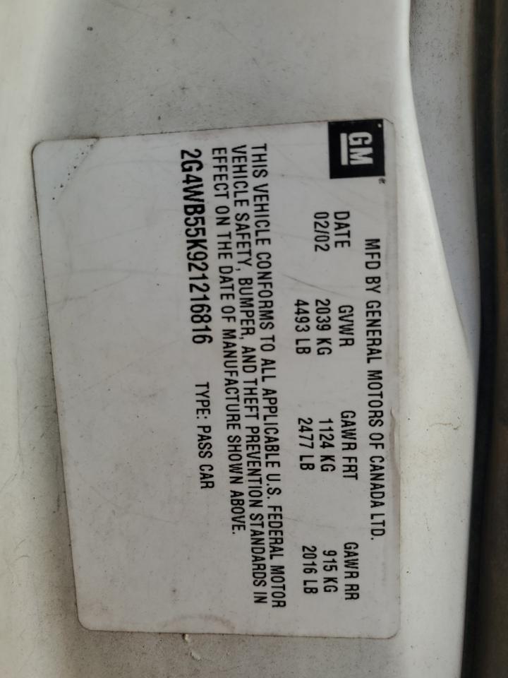 2002 Buick Regal Ls VIN: 2G4WB55K921216816 Lot: 71210495