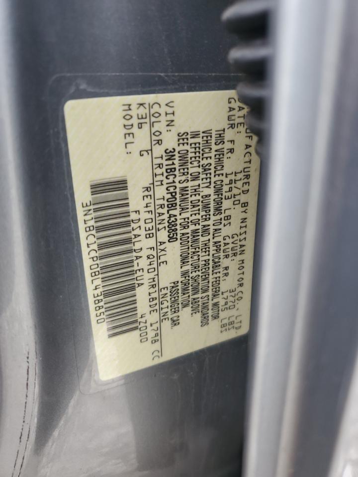 2011 Nissan Versa S VIN: 3N1BC1CP0BL438850 Lot: 81254085