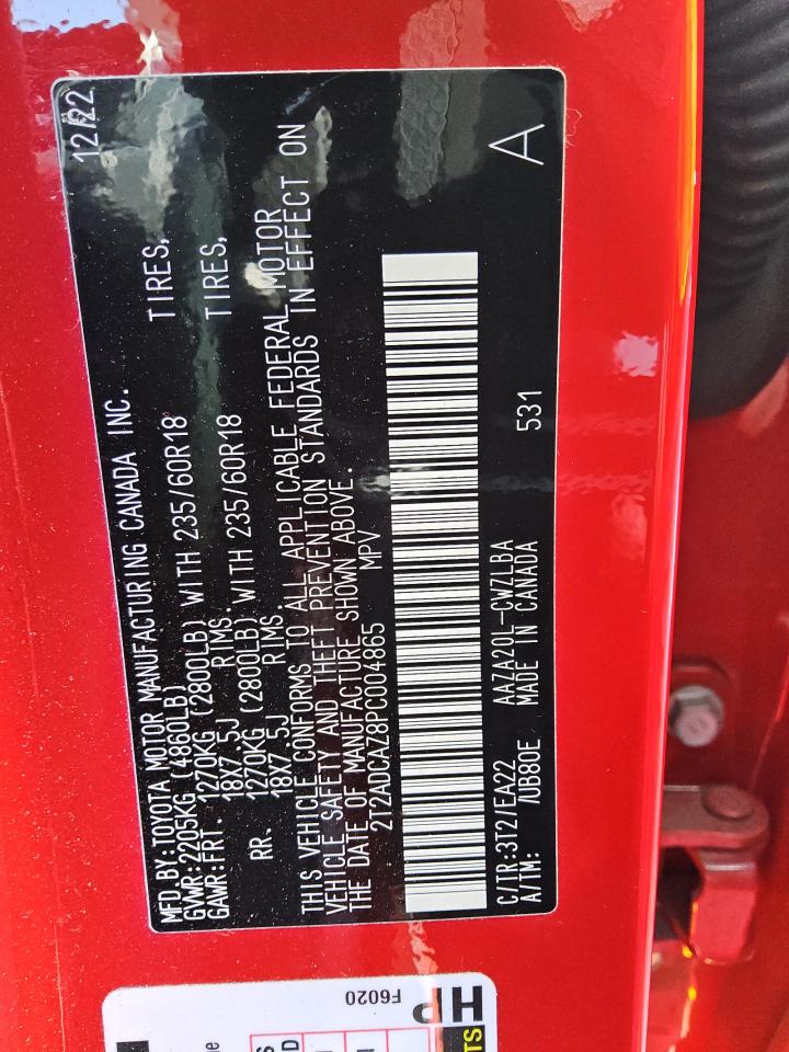 2023 Lexus Nx 250 VIN: 2T2ADCAZ8PC004865 Lot: 71020255