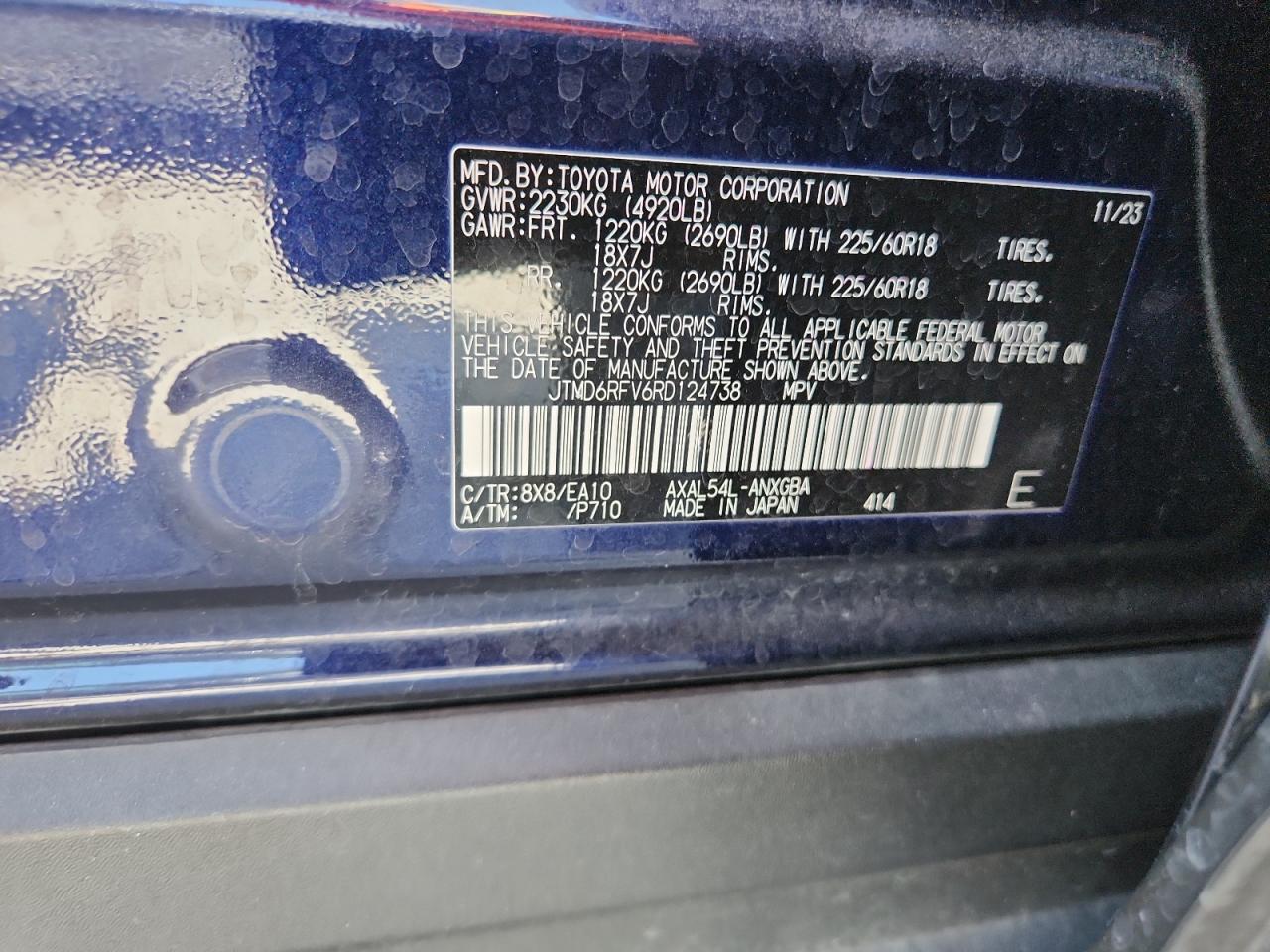 2024 Toyota Rav4 Limited VIN: JTMD6RFV6RD124738 Lot: 80448245