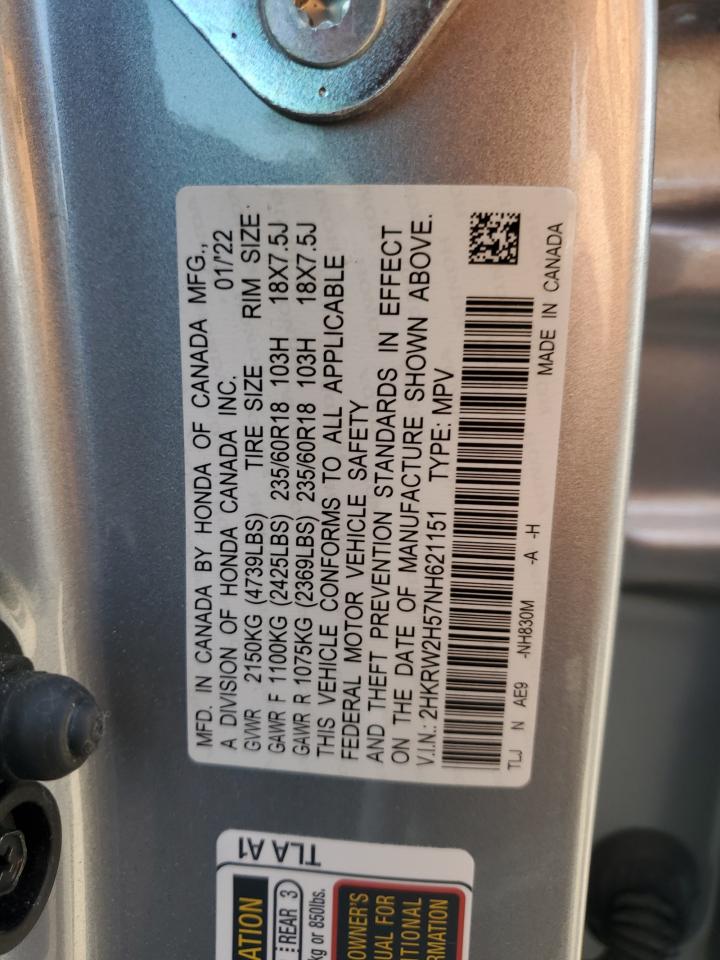 2022 Honda Cr-V Ex VIN: 2HKRW2H57NH621151 Lot: 81528575