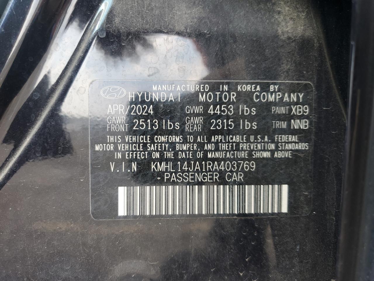 2024 Hyundai Sonata Sel VIN: KMHL14JA1RA403769 Lot: 80954925