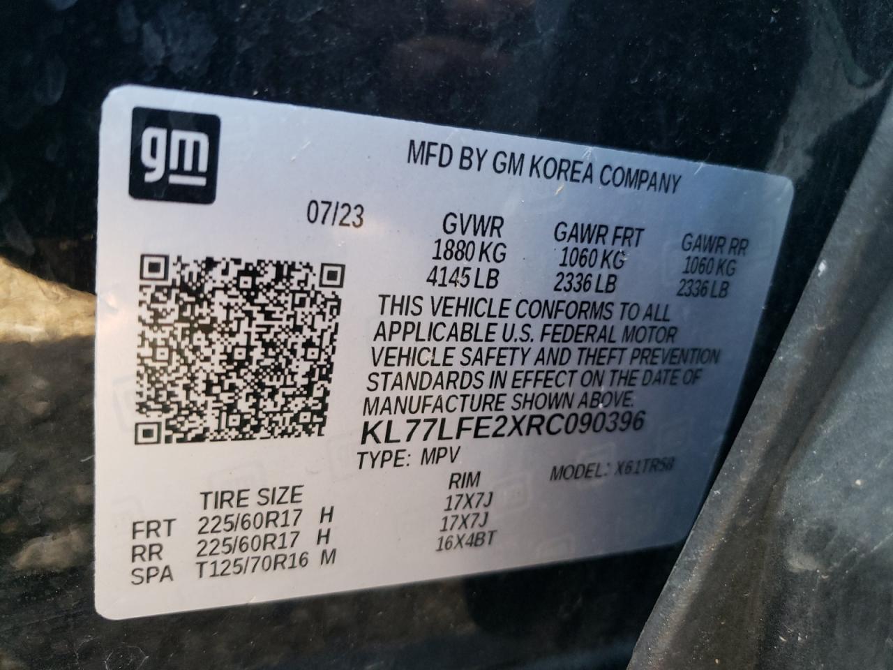 2024 Chevrolet Trax Ls VIN: KL77LFE2XRC090396 Lot: 81556335