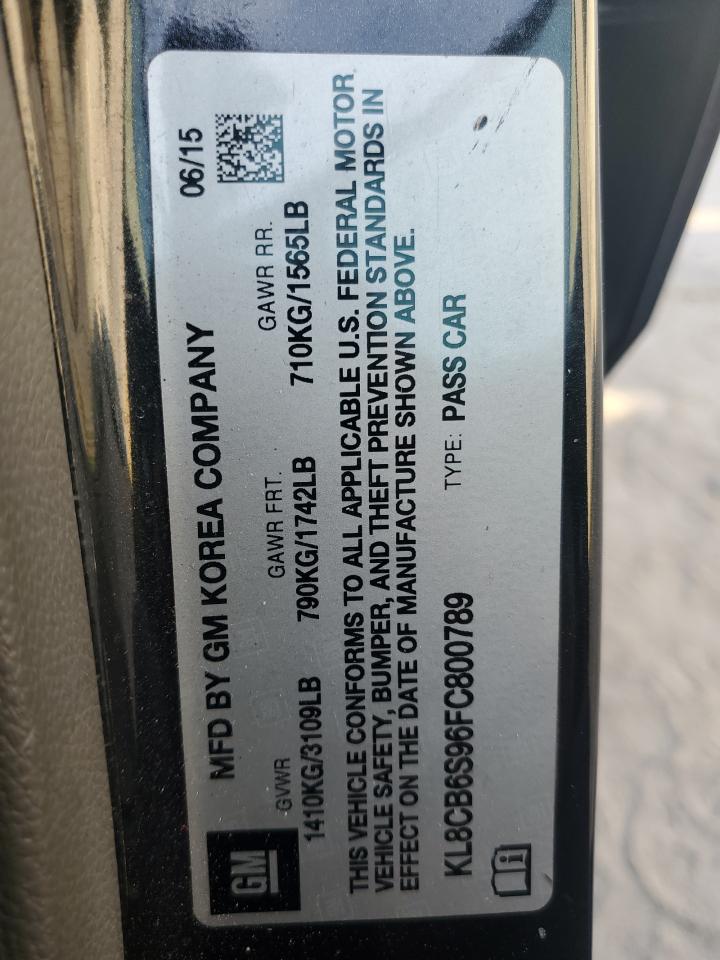 2015 Chevrolet Spark Ls VIN: KL8CB6S96FC800789 Lot: 81328385