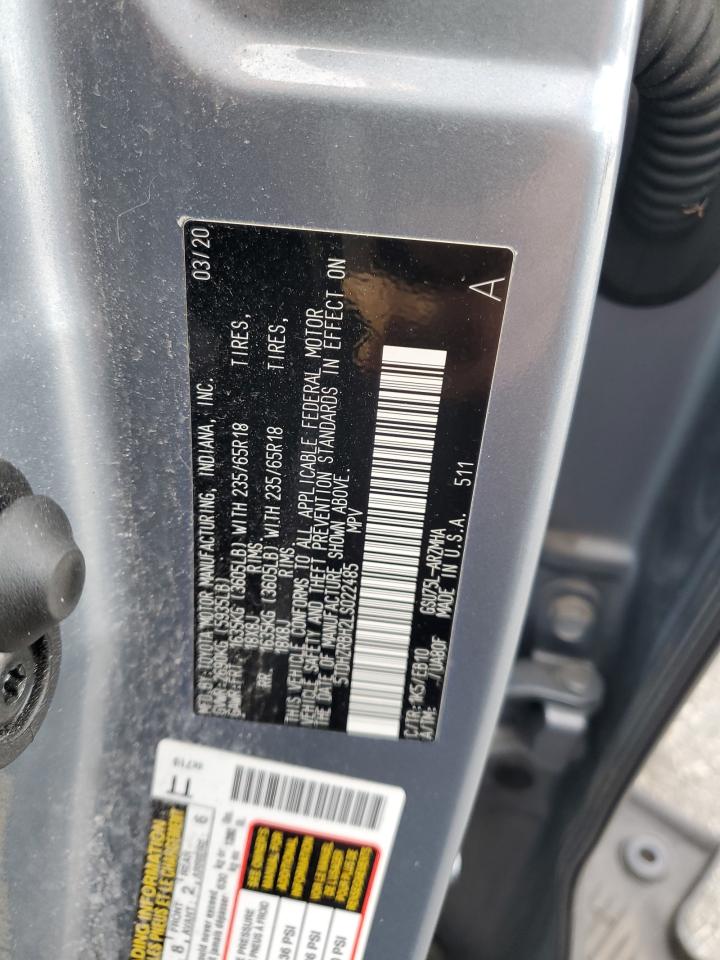 2020 Toyota Highlander Xle VIN: 5TDHZRBH2LS022485 Lot: 84248145