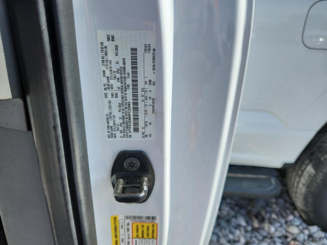 2022 Ford F150 Super Cab VIN: 1FTFX1E88NFC22882 Lot: 80175745