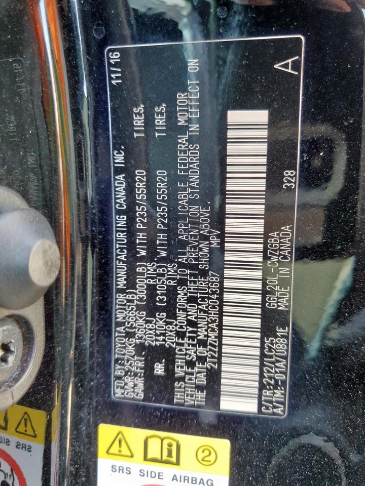 2017 Lexus Rx 350 Base VIN: 2T2ZZMCA3HC043687 Lot: 71258215