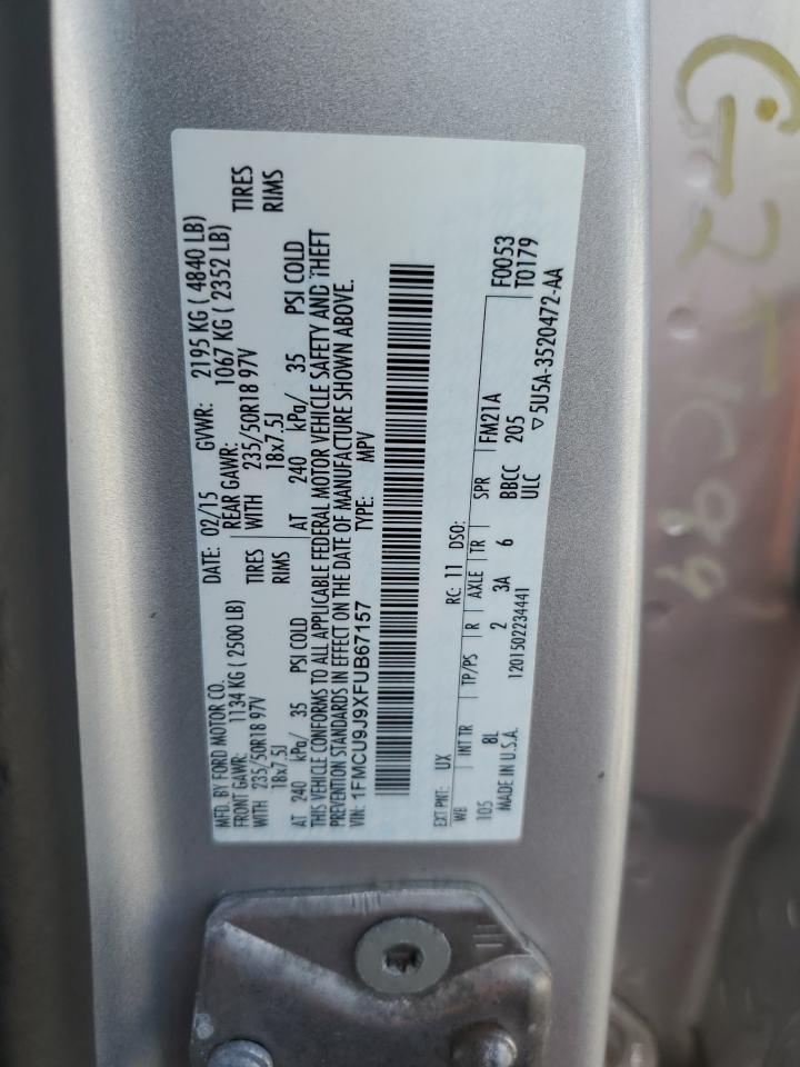 2015 Ford Escape Titanium VIN: 1FMCU9J9XFUB67157 Lot: 84057635