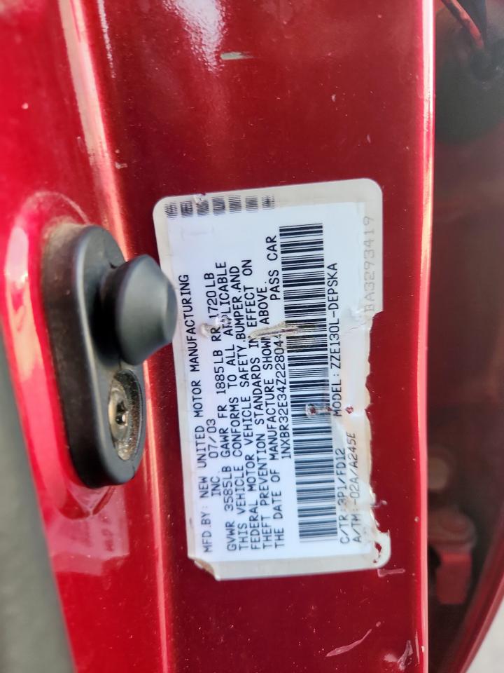 2004 Toyota Corolla Ce VIN: 1NXBR32E34Z228044 Lot: 81881455