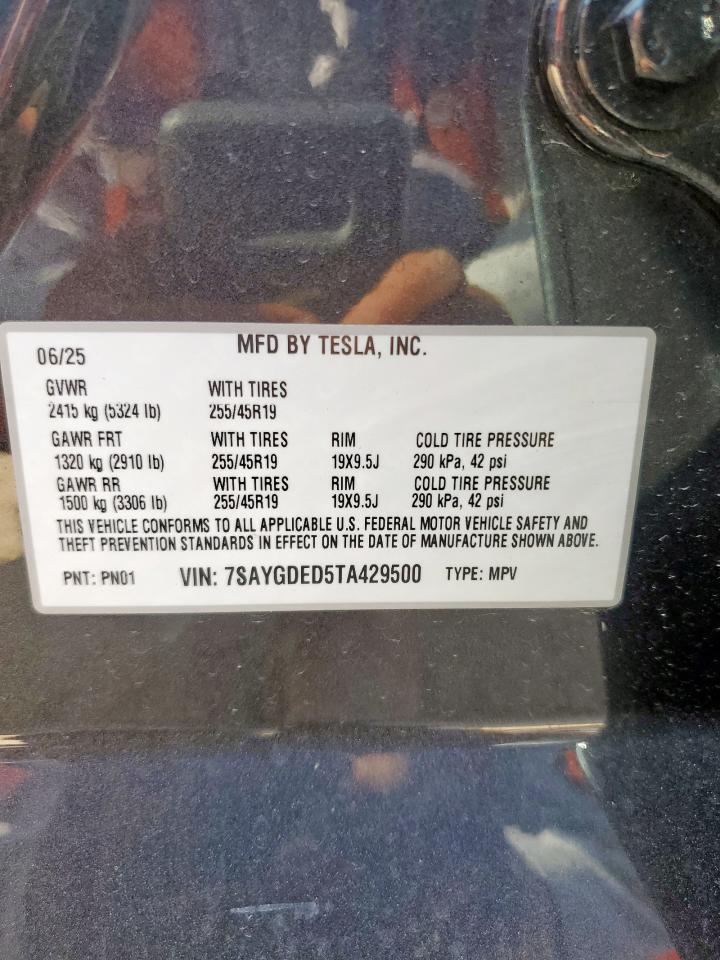 2026 Tesla Model Y VIN: 7SAYGDED5TA429500 Lot: 81191255