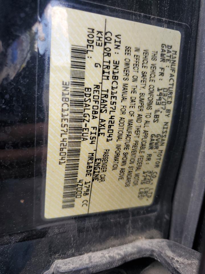 2007 Nissan Versa S VIN: 3N1BC11E57L426041 Lot: 81464985
