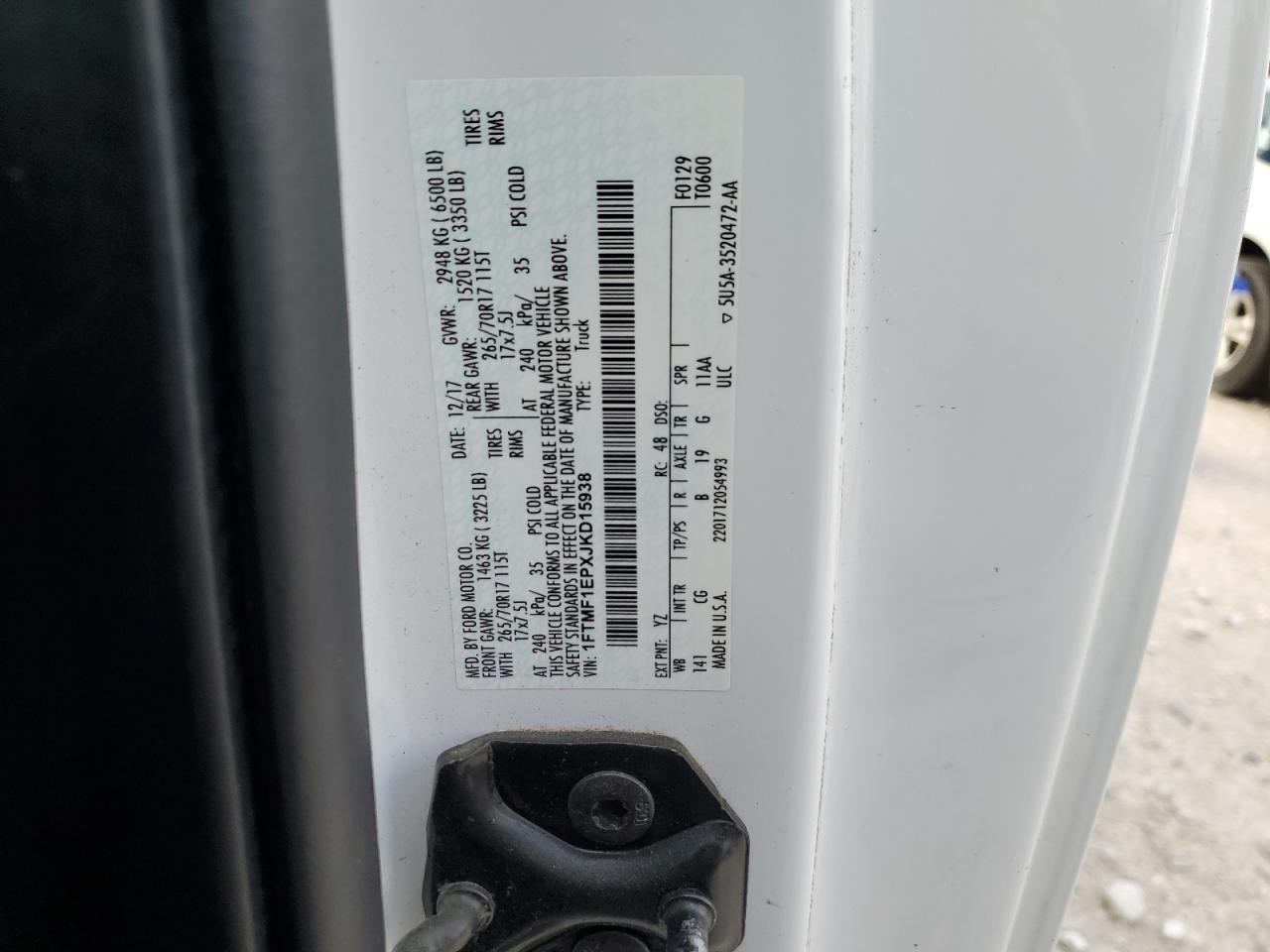 2018 Ford F150 VIN: 1FTMF1EPXJKD15938 Lot: 70434715