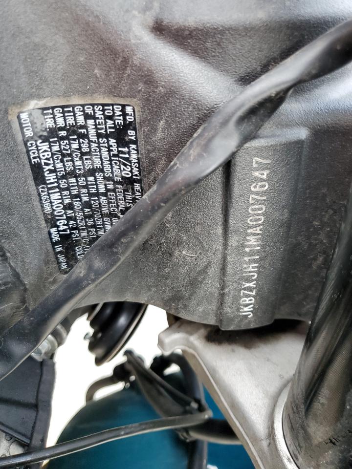 2021 Kawasaki Zx636 K VIN: JKBZXJH11MA007647 Lot: 69472135