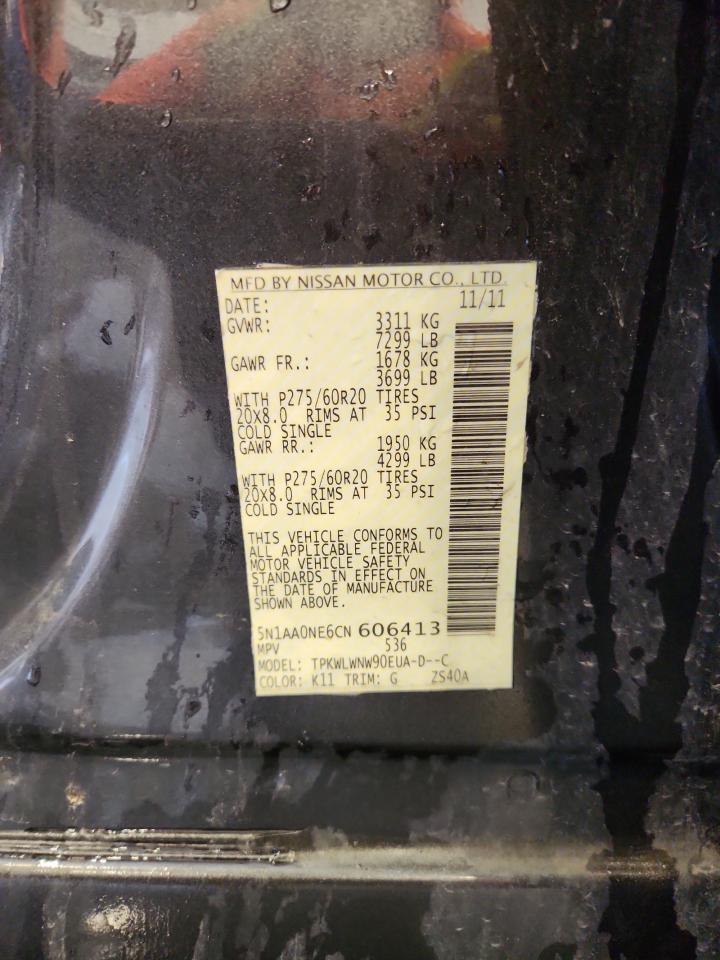 2012 Nissan Armada Sv VIN: 5N1AA0NE6CN606413 Lot: 71305515