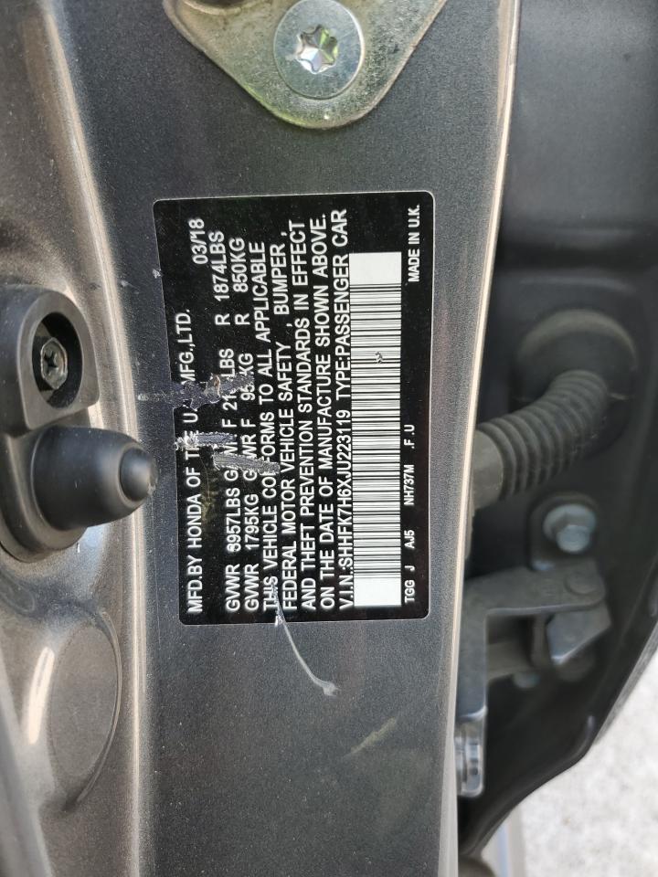 2018 Honda Civic Ex VIN: SHHFK7H6XJU223119 Lot: 80271485