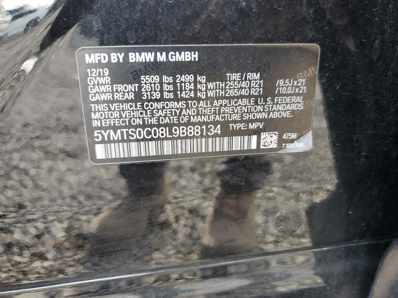 2020 BMW X3 M Competition VIN: 5YMTS0C08L9B88134 Lot: 71972365