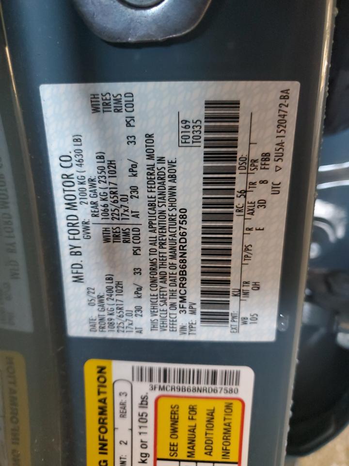 2022 Ford Bronco Sport Big Bend VIN: 3FMCR9B68NRD67580 Lot: 80719825