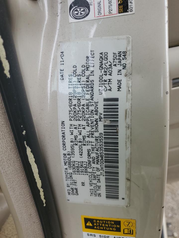 2005 Lexus Lx 470 VIN: JTJHT00W853553559 Lot: 84012655