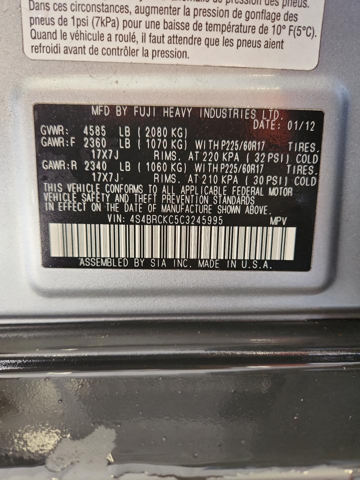 2012 Subaru Outback 2.5I Limited VIN: 4S4BRCKC5C3245995 Lot: 68781815