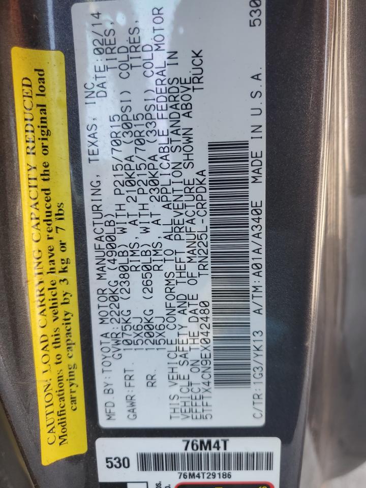 2014 Toyota Tacoma Access Cab VIN: 5TFTX4CN9EX042480 Lot: 81156485