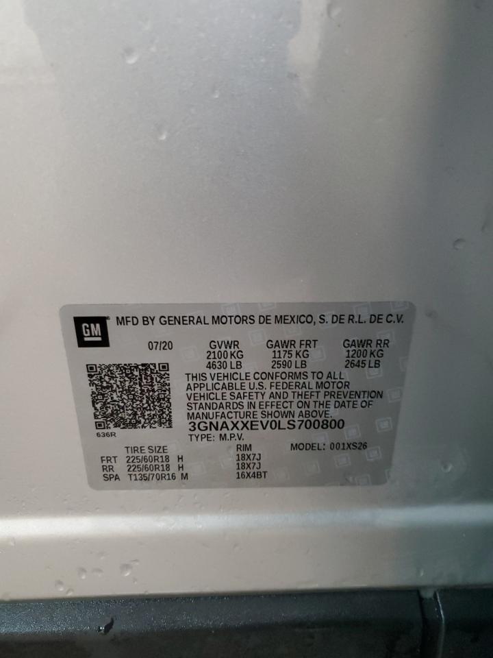 2020 Chevrolet Equinox Premier VIN: 3GNAXXEV0LS700800 Lot: 81059755