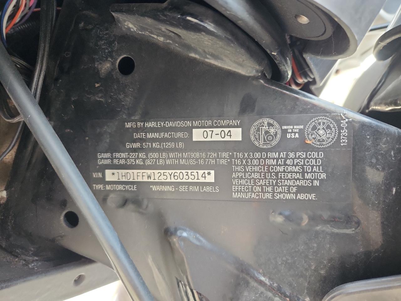 2005 Harley-Davidson Flhtci VIN: 1HD1FFW125Y603514 Lot: 71152725