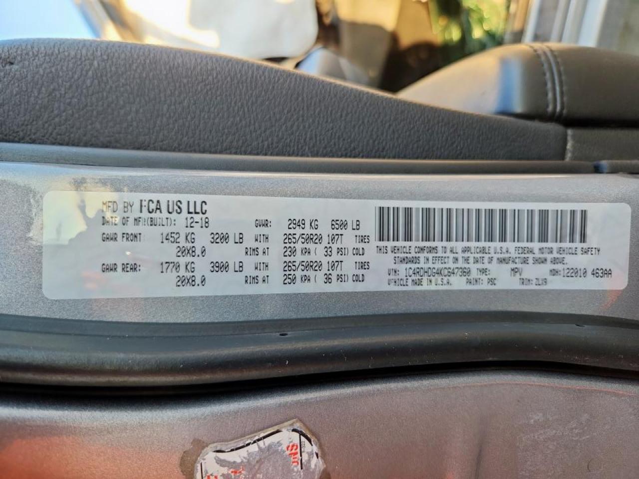 2019 Dodge Durango Gt VIN: 1C4RDHDG4KC647360 Lot: 70754715