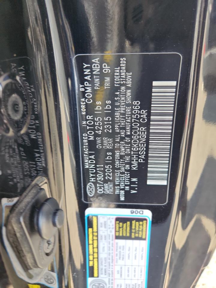 2012 Hyundai Genesis Coupe 2.0T VIN: KMHHT6KD6CU075968 Lot: 81554385
