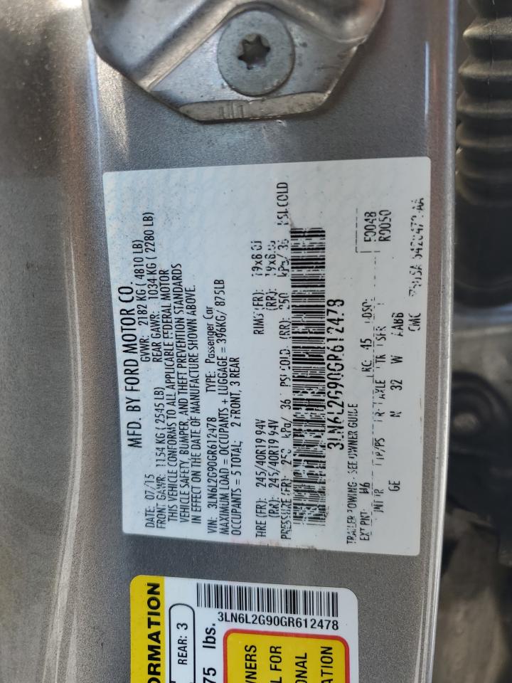 2016 Lincoln Mkz VIN: 3LN6L2G90GR612478 Lot: 70912655