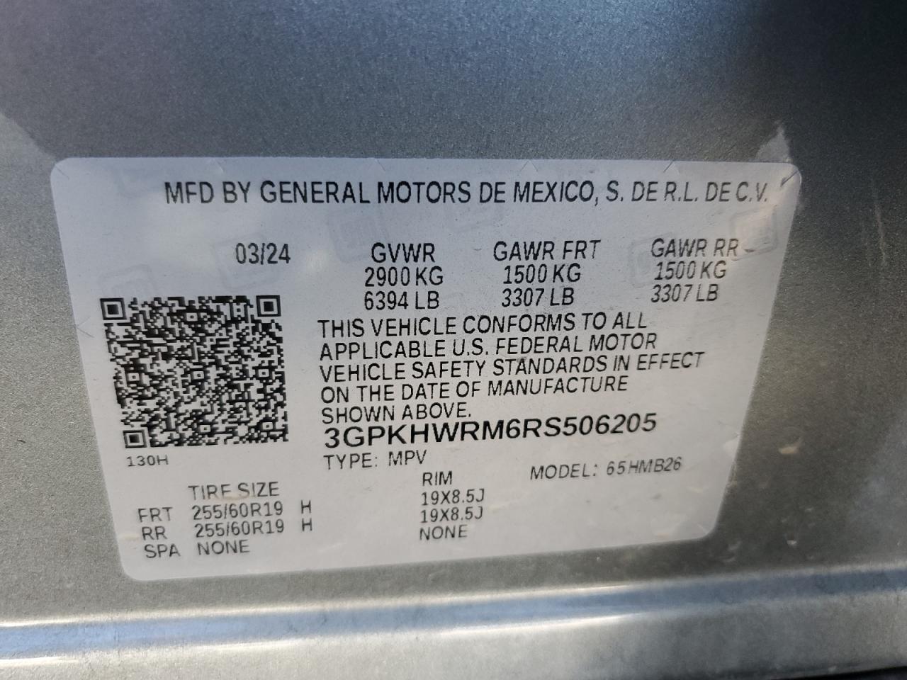 2024 Honda Prologue Tour VIN: 3GPKHWRM6RS506205 Lot: 71922025