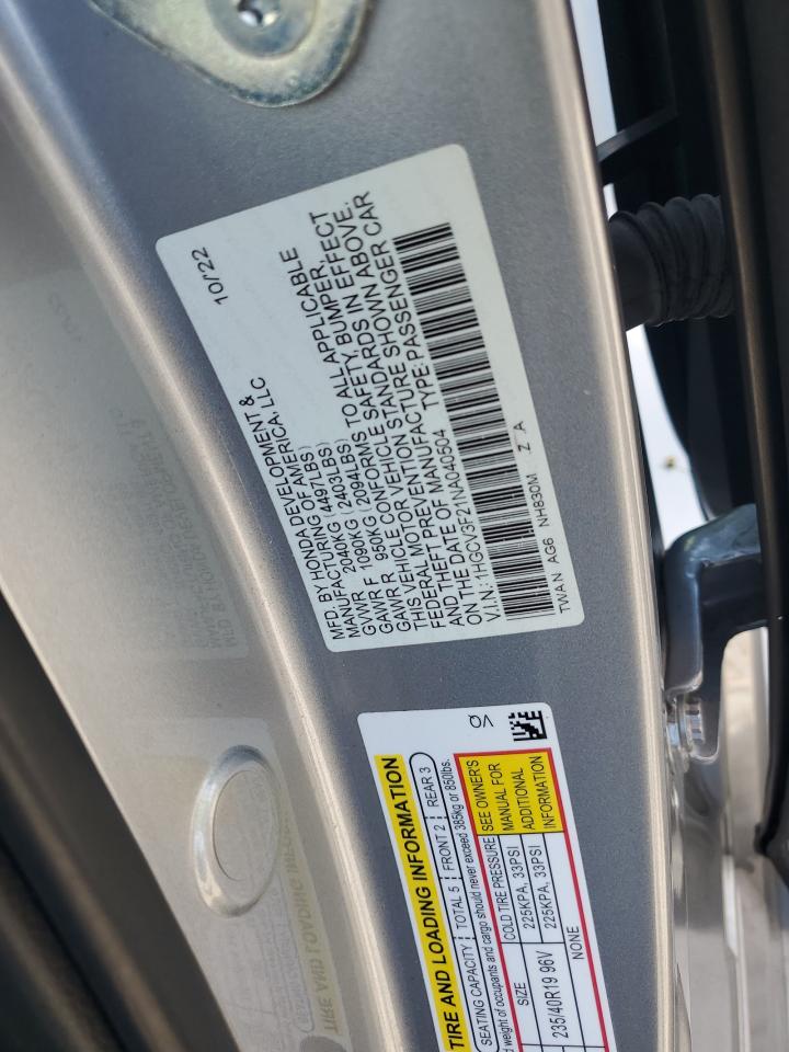 2022 Honda Accord Hybrid Sport VIN: 1HGCV3F21NA040504 Lot: 81569715