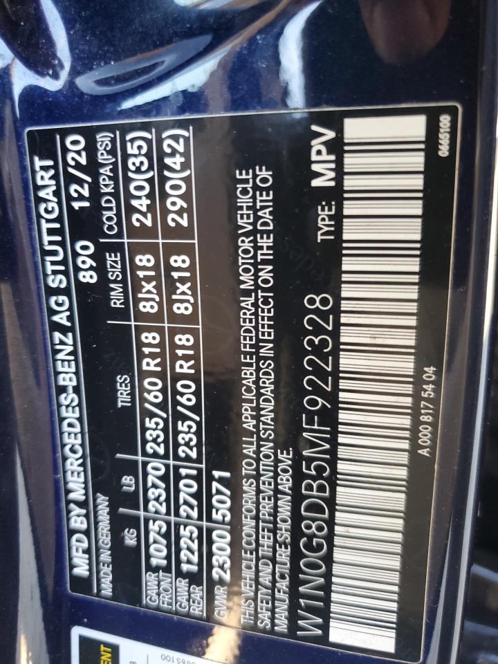 2021 Mercedes-Benz Glc 300 VIN: W1N0G8DB5MF922328 Lot: 81029495