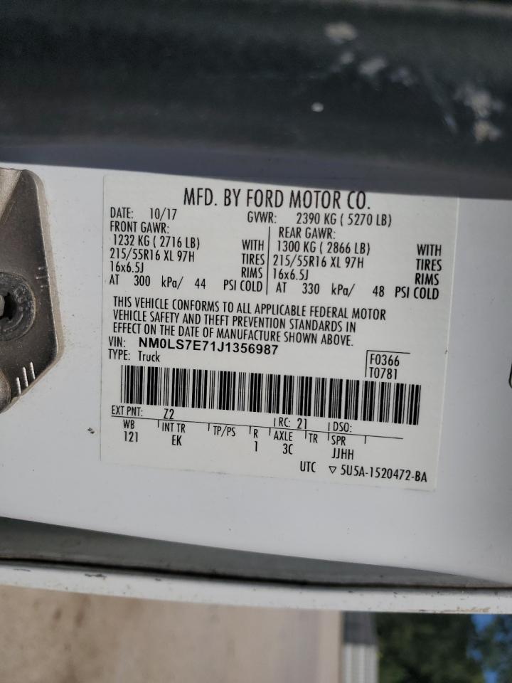 2018 Ford Transit Connect Xl VIN: NM0LS7E71J1356987 Lot: 72001395