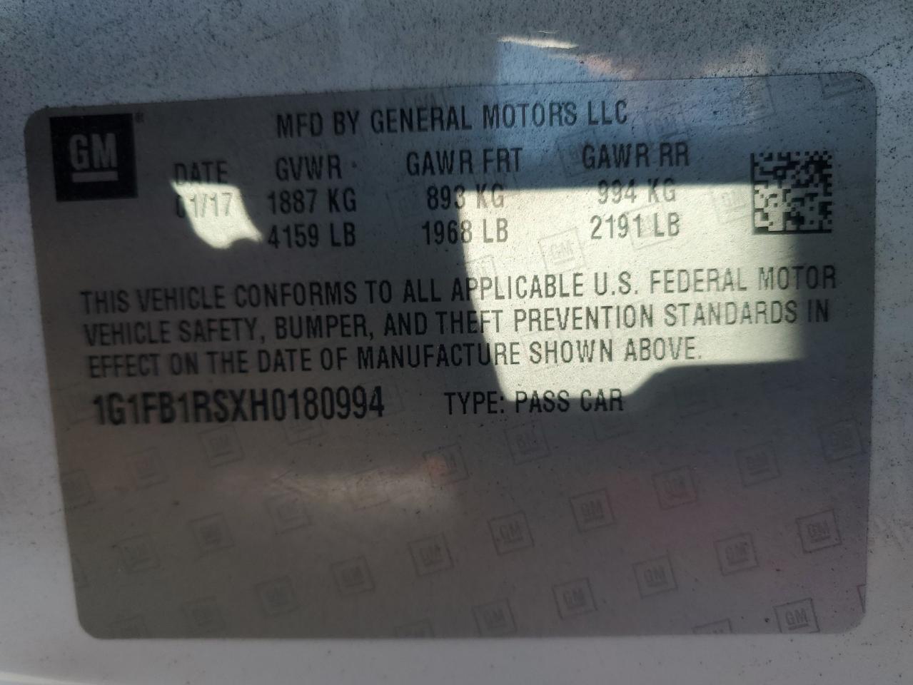 2017 Chevrolet Camaro Lt VIN: 1G1FB1RSXH0180994 Lot: 70680675