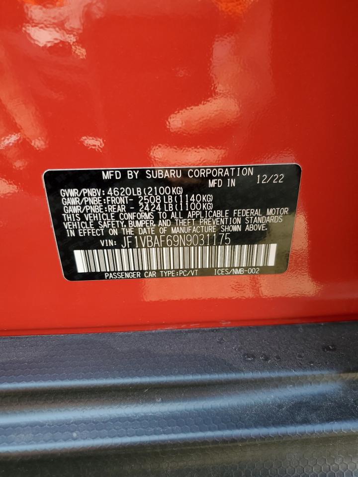2022 Subaru Wrx Premium VIN: JF1VBAF69N9031175 Lot: 70338215