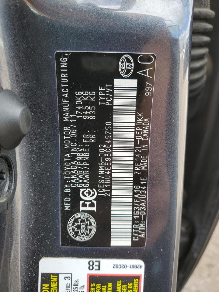 2011 Toyota Corolla Base VIN: 2T1BU4EE9BC645750 Lot: 82024315