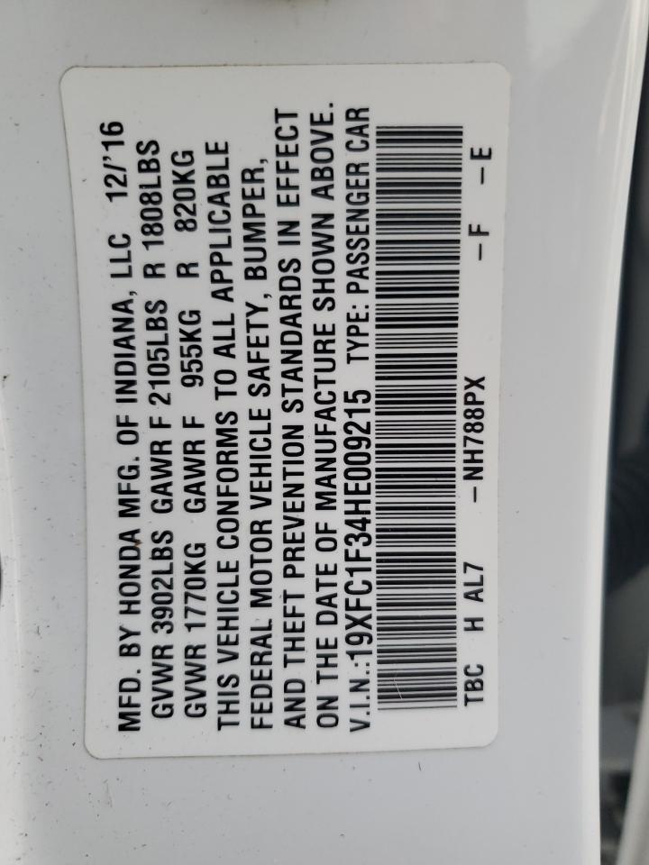 2017 Honda Civic Ex VIN: 19XFC1F34HE009215 Lot: 80052955