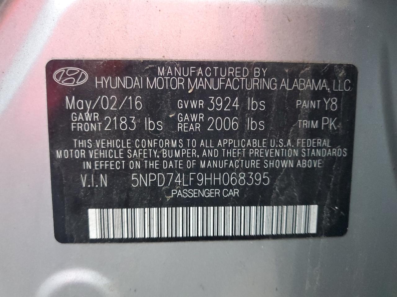 2017 Hyundai Elantra Se VIN: 5NPD74LF9HH068395 Lot: 83774565