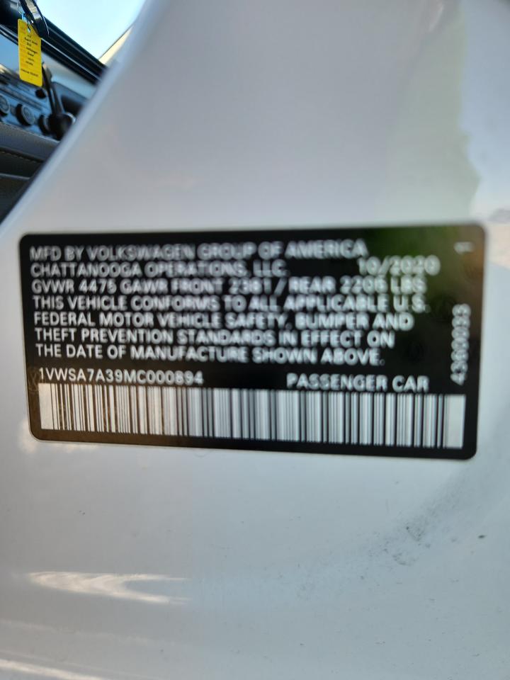 2021 Volkswagen Passat Se VIN: 1VWSA7A39MC000894 Lot: 83759845