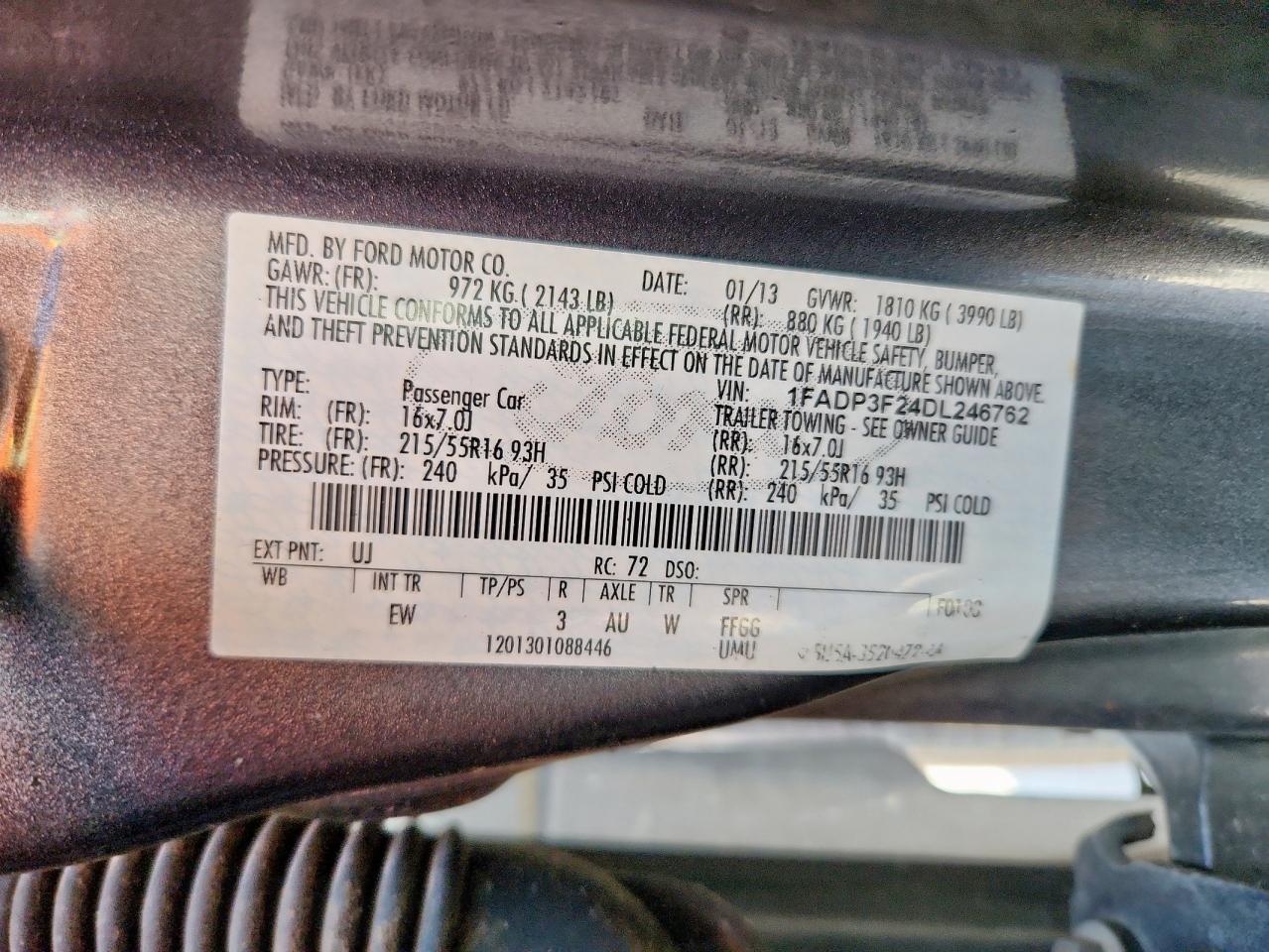 2013 Ford Focus Se VIN: 1FADP3F24DL246762 Lot: 84371525