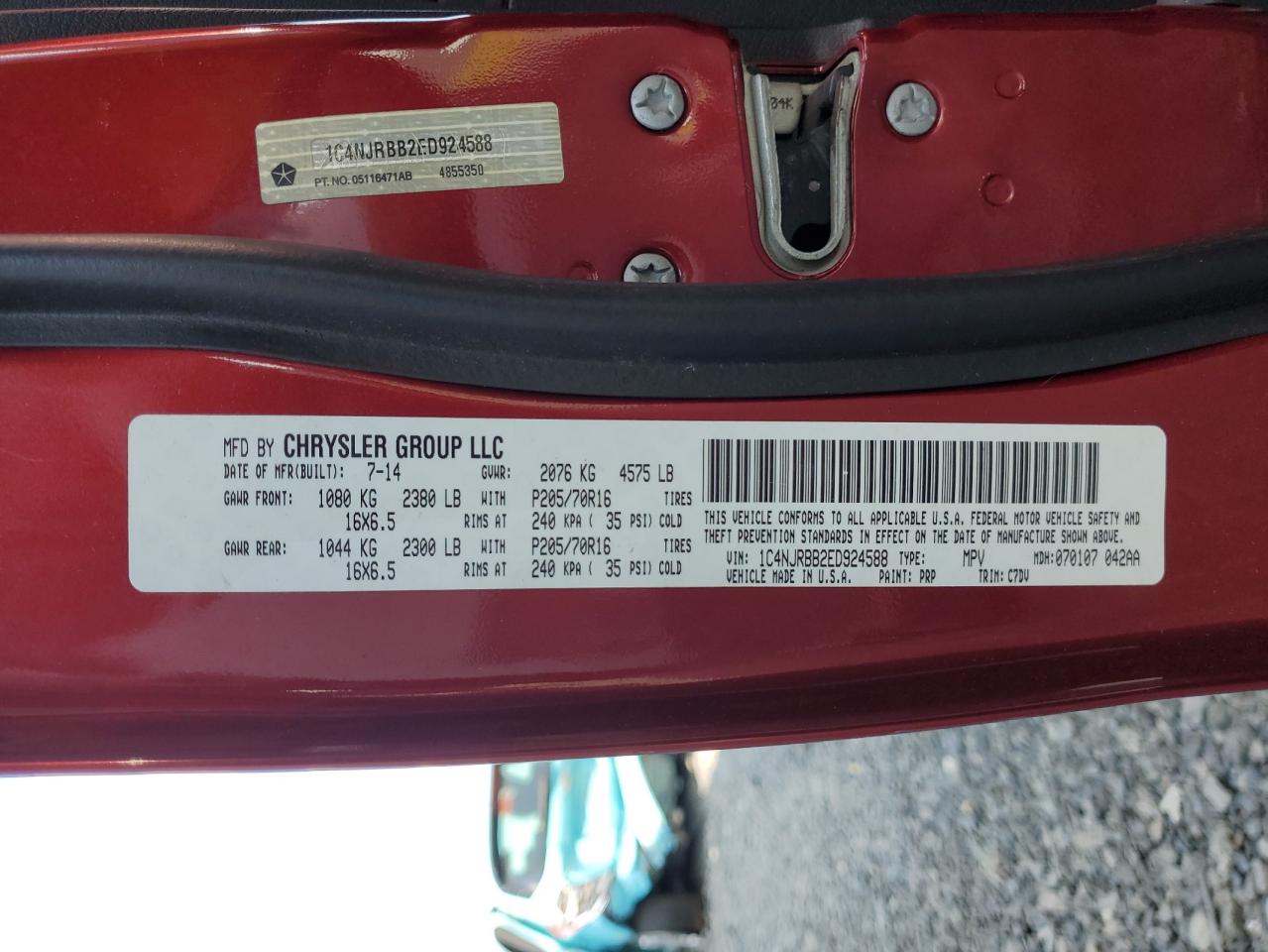 2014 Jeep Patriot Sport VIN: 1C4NJRBB2ED924588 Lot: 71673505